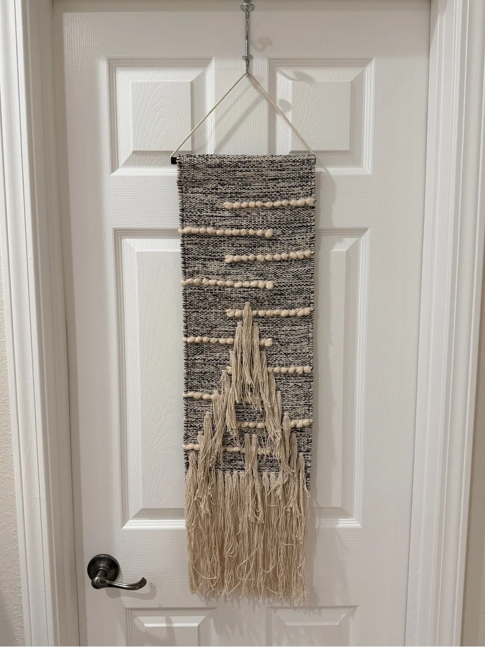 Neutral Black & Cream Woven Wall Hanging - Boho Home Decor